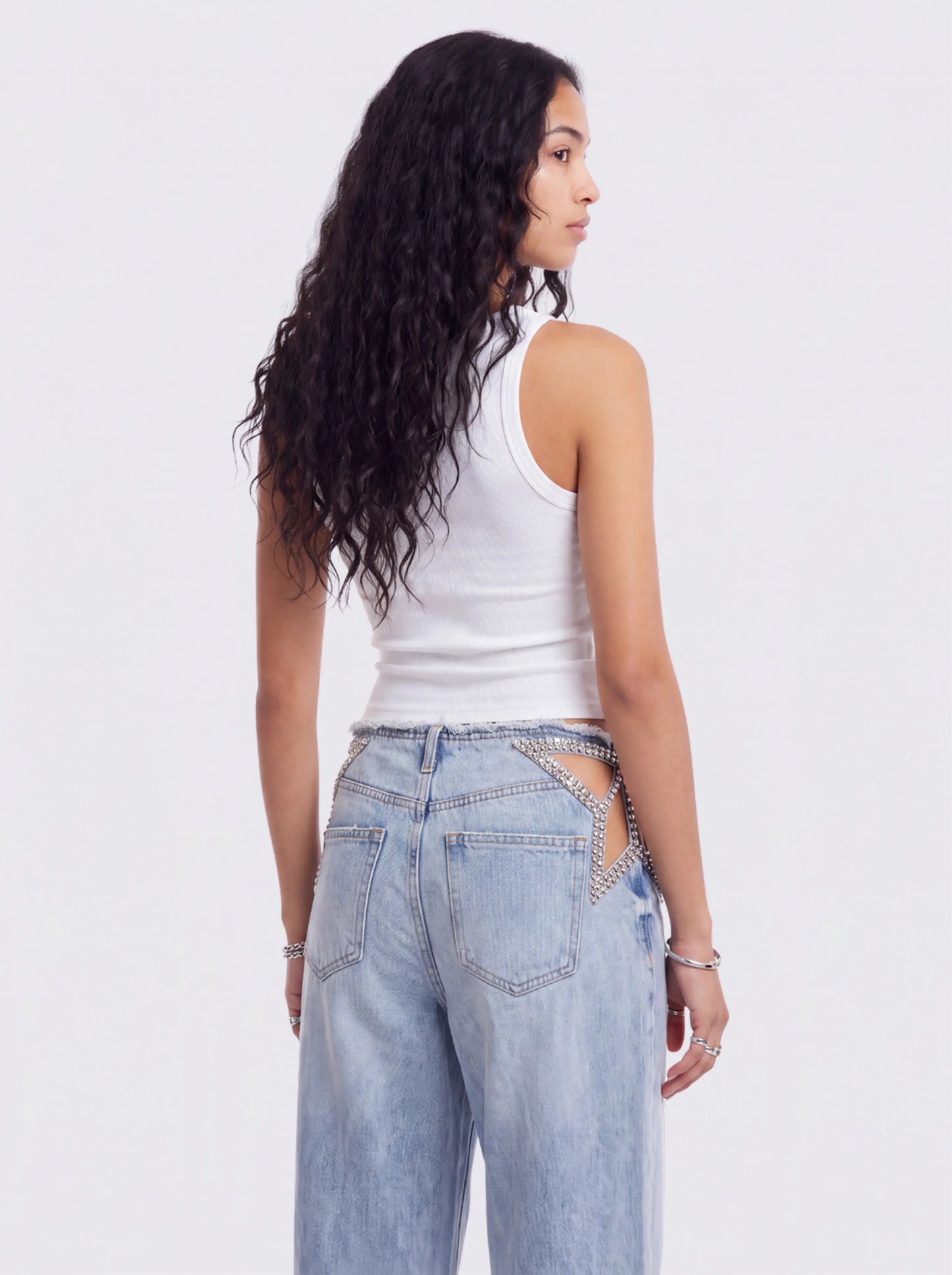 CUTOUT WIDE LEG JEANS
